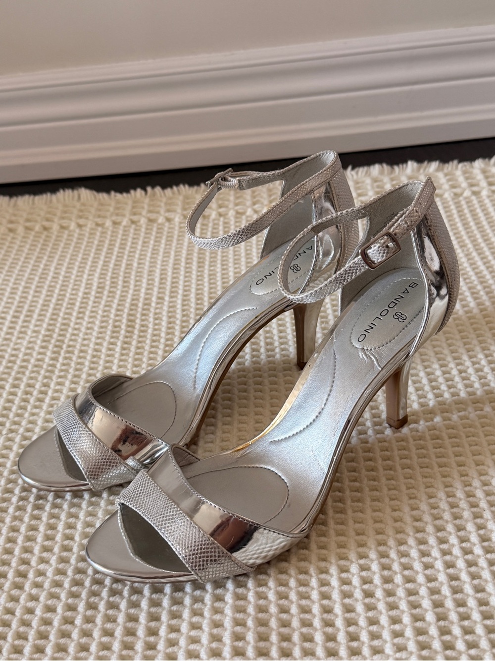 Bandolino Metallic Silver Strappy Heels